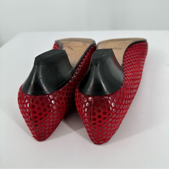 Saks Fifth Avenue Red Raised Patent Polka Dot Low Heels Leather size 8 - Picture 10 of 11